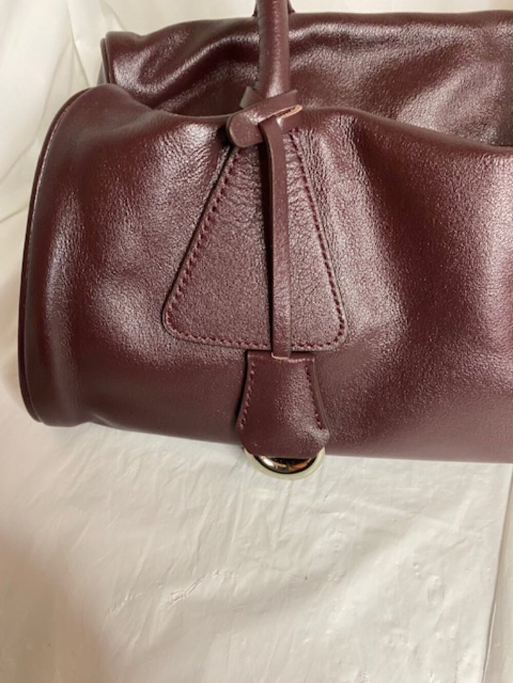 Leather Women’s Burgundy Pillow-Shaped Baguette Shoulder Bag - Picture 5 of 8